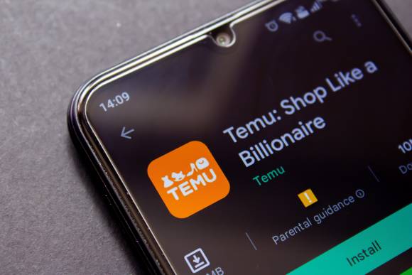 Temu App auf Handybildschirm  