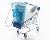 Einkaufswagen mit Maske