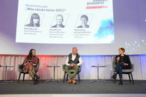 Katja Mendel, Alex Brosch und Astrid Schlüchter beim Sporthandelskongress 