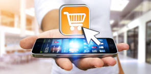 Smartphone mit Shopping-Symbol 