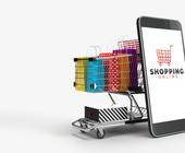Einkaufwagen und Smartphone