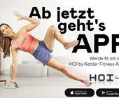 Werbung für die App von Kettler mit einer trainierenen Frau