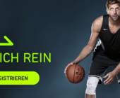 Dirk Nowitzki mit Ball auf Bauerfeind-Portal
