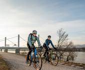 Radfahrer im Winter