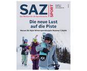 Titelbild SAZsport Nr. 1/2023 mit Skifahrern auf der Piste