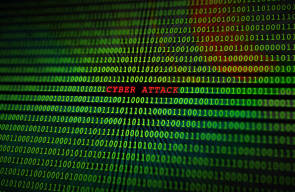 Cyber-Angriff auf einen Binärbildschirm 