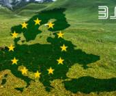 Europa-Karte auf grünem Gras mit BSI-Logo