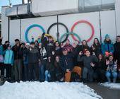Schulklasse von Olympia-Ringen in Garmisch-Partenkirchen
