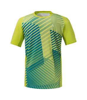 Grünes T-Shirt mit blauen Elementen