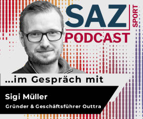 Porträt Sigi Müller, Logo SAZsport Podcast 