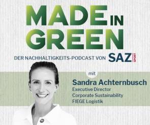 Porträt Sandra Achternbusch, Made in Green Logo 