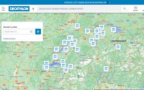 Landkarte, Decathlon-Standorte in der Schweiz