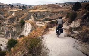 Landschaftsbild, Fahrradfahrer 