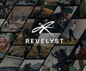 Revelyst Logo, viele kleine Bilder mit Outdoor-Aktivitäten