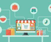 Online-Shopping-Shop auf Computerkonzept, Herrenmode-Produkte aus E-Shop