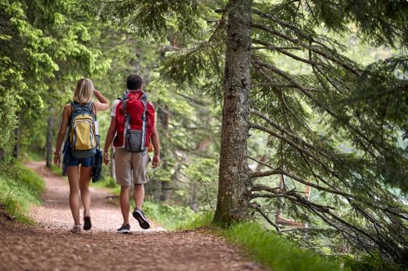 Zwei Personen beim Wandern. 