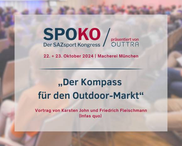 Karsten John und Friedrich Fleischmann (Infas quo) werden auf dem nächsten SPOKO einen Vortrag zum Thema „Der Kompass für den Outdoor-Markt“ halten. 