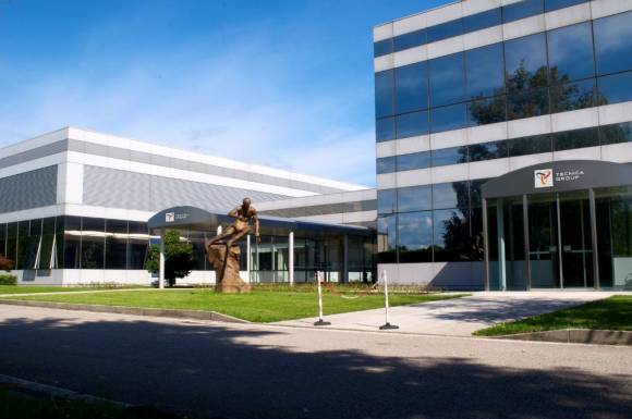Das Headquarter der Tecnica Group in Giavera del Montello in der Provinz Treviso in Nordostitalien. 