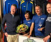 Freuen sich über die Shop-Eröffnung in Brixen: (v. l. n. r.) Florian Bretschneider (Jako), Tiziana Pignatelli Achmüller (Teamshop89 by Achmüller), Hermann Achmüller (Teamshop89 by Achmüller), Bernhard Strobl (Jako). 