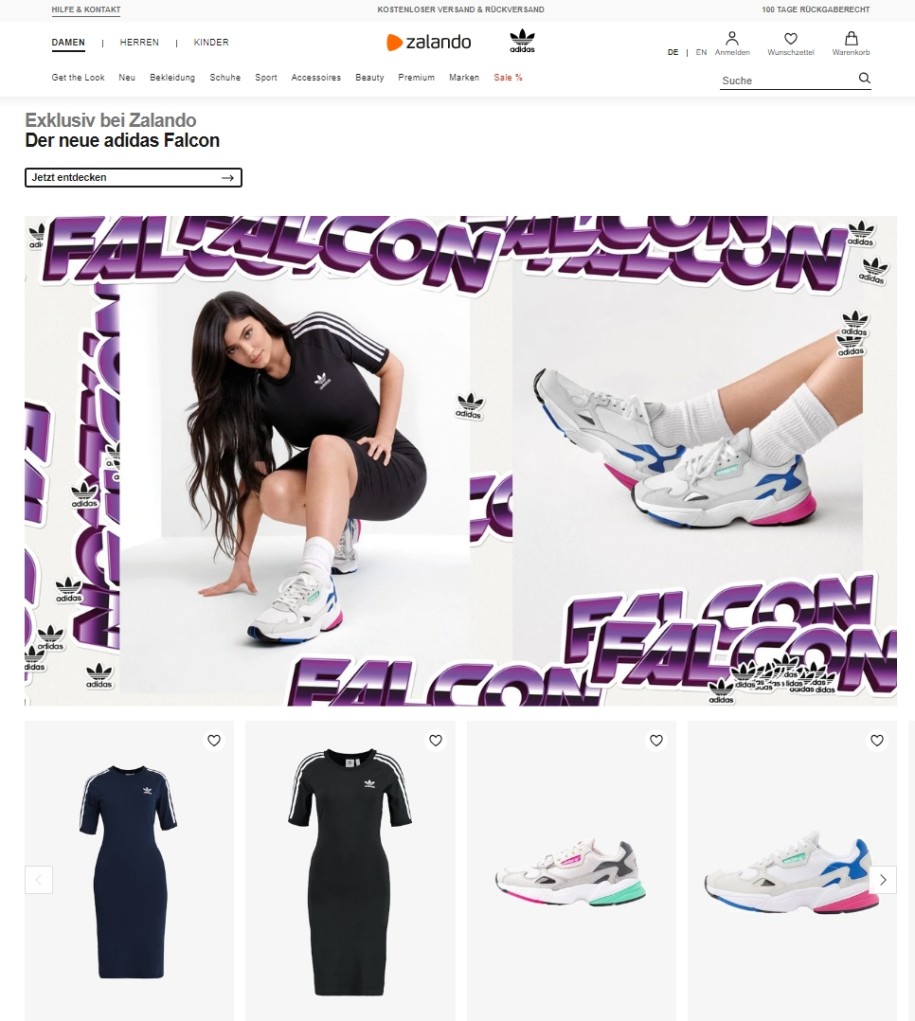 Der Adidas Falcon ubernimmt Zalando fur 24 Stunden sazsport